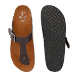 Brown Men's casual slip-on footbed sandal