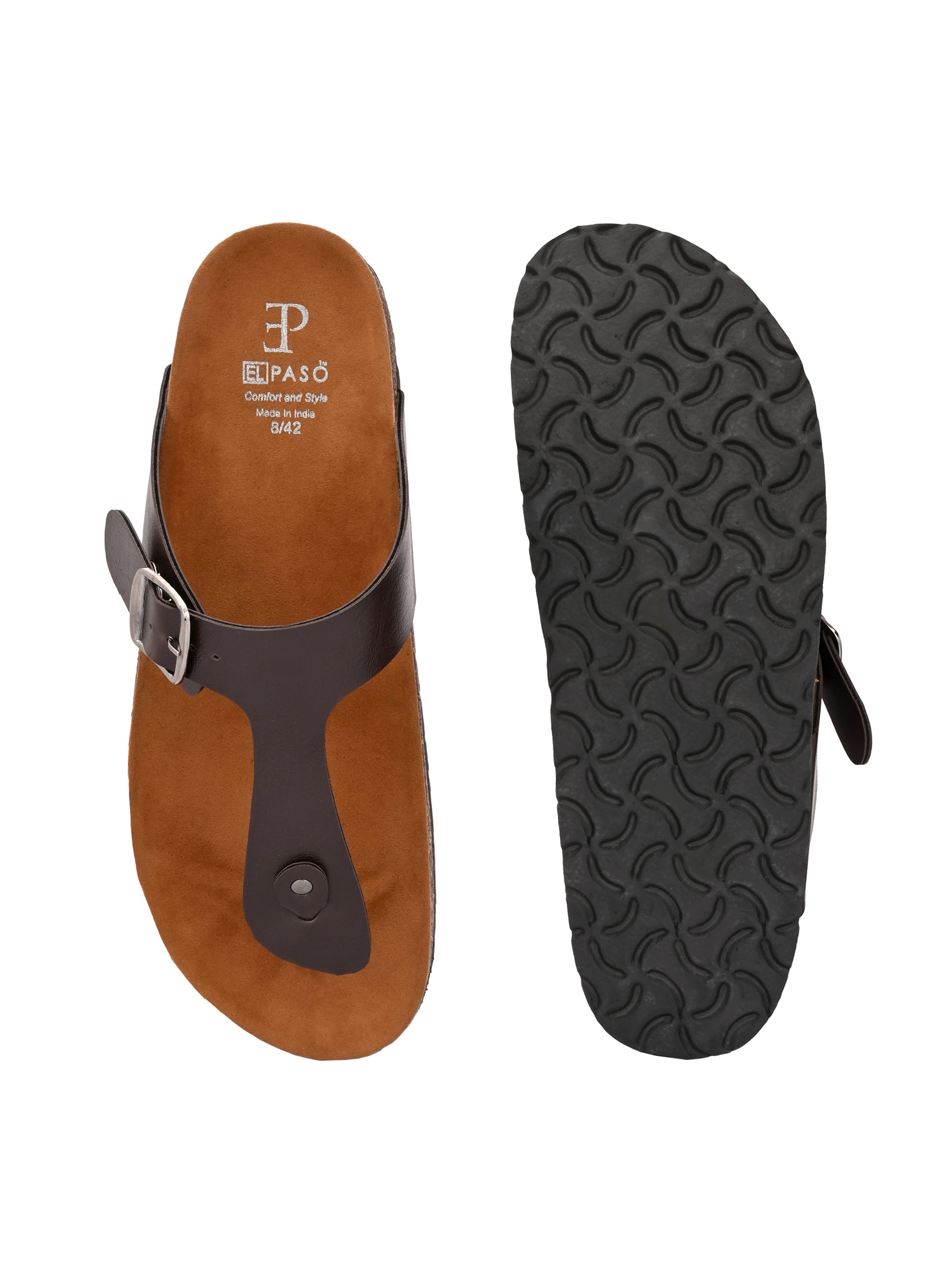 Brown Men's casual slip-on footbed sandal