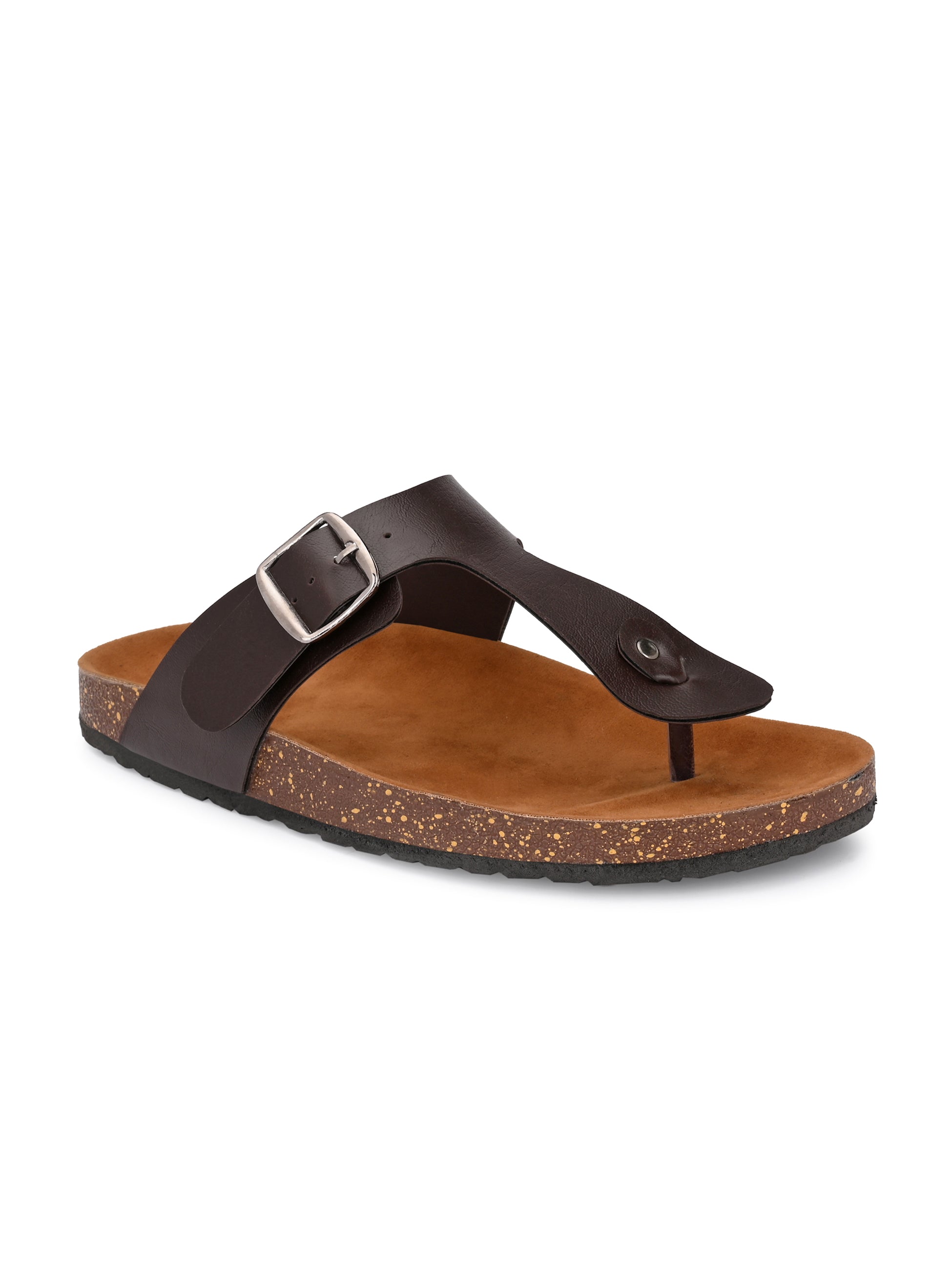 Brown Men's casual slip-on footbed sandal