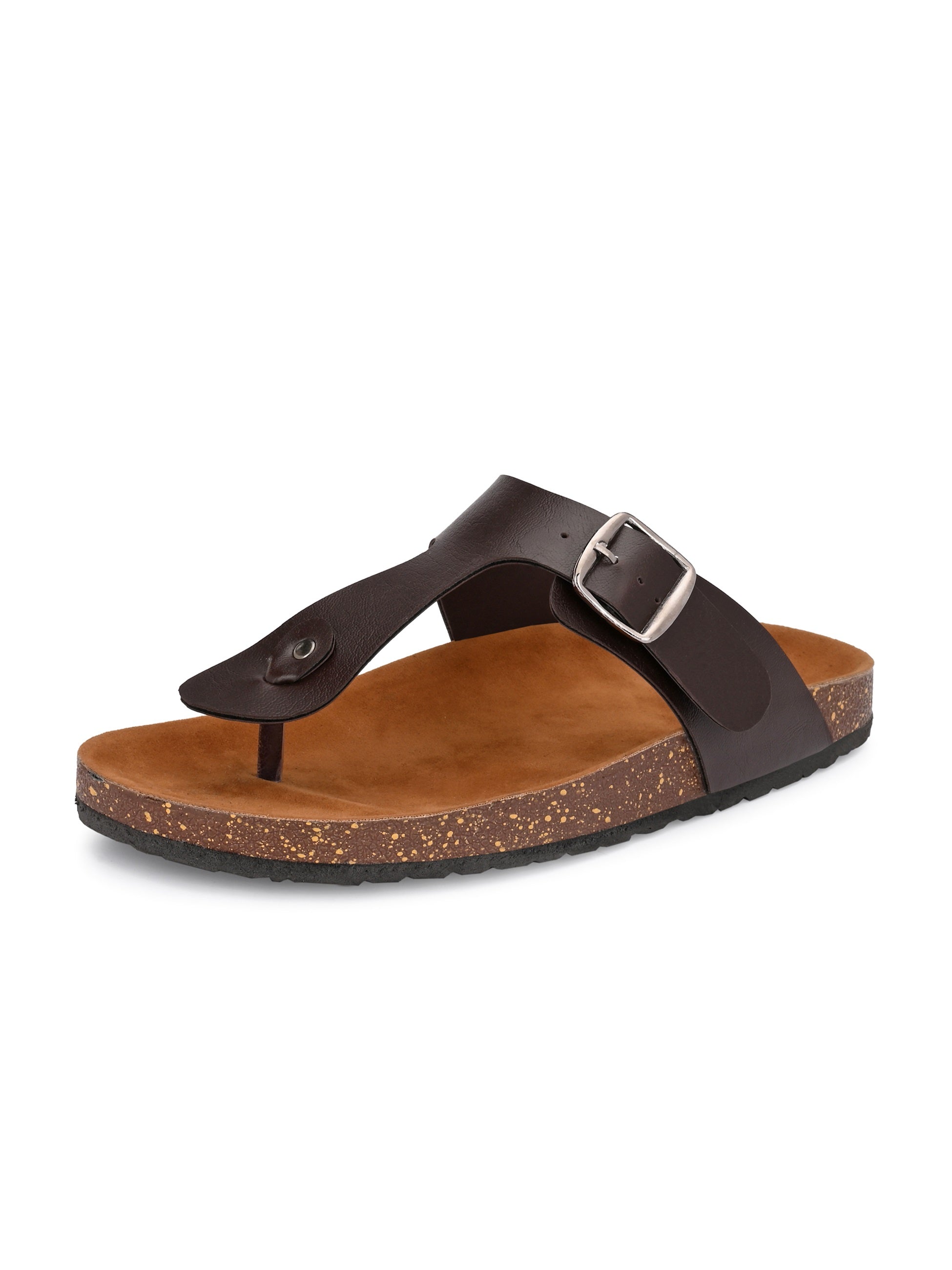 Brown Men's casual slip-on footbed sandal
