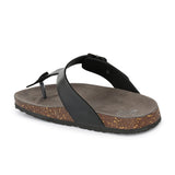 Black Men's casual slip-on footbed sandal