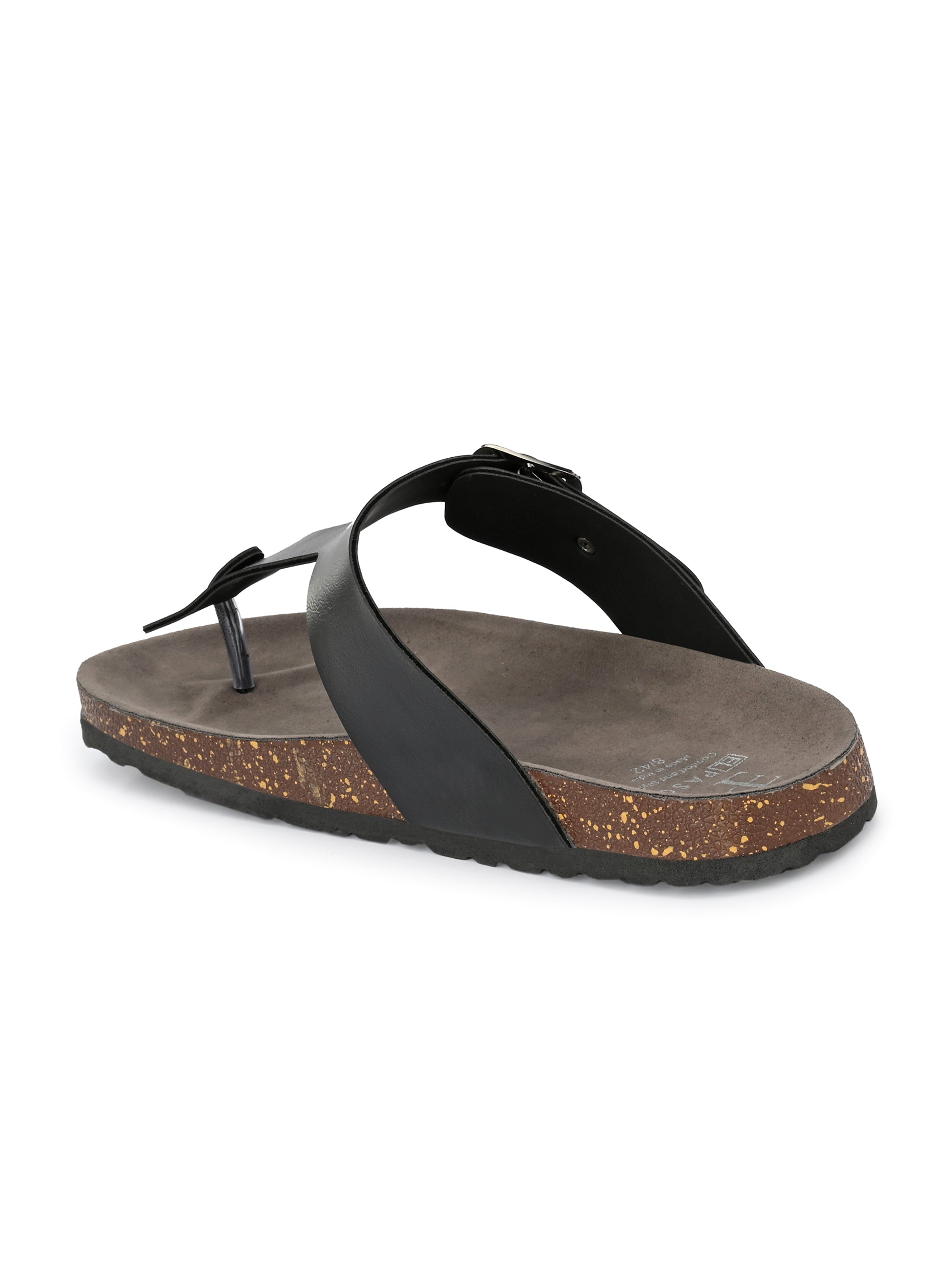 Black Men's casual slip-on footbed sandal