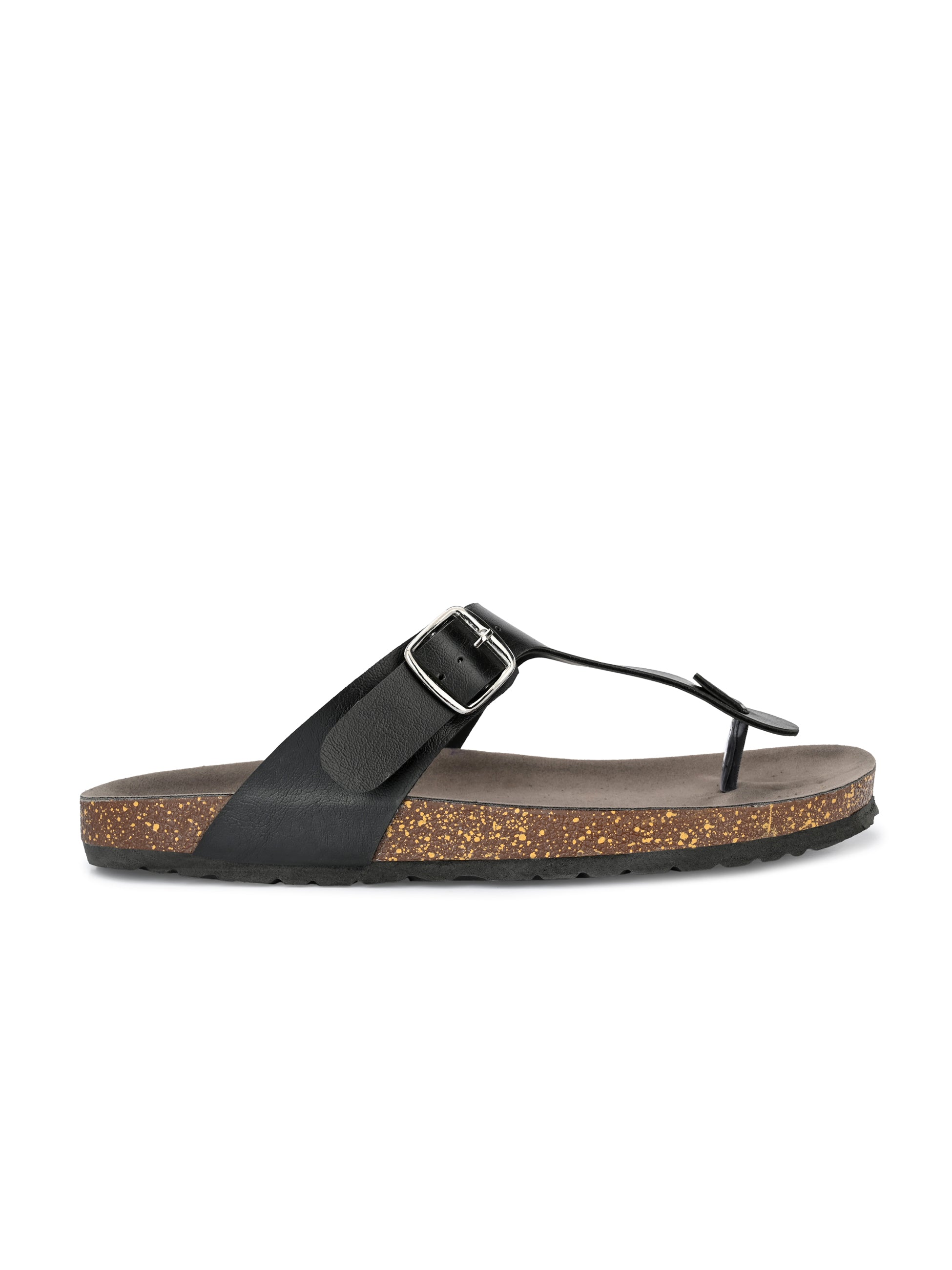 Black Men's casual slip-on footbed sandal