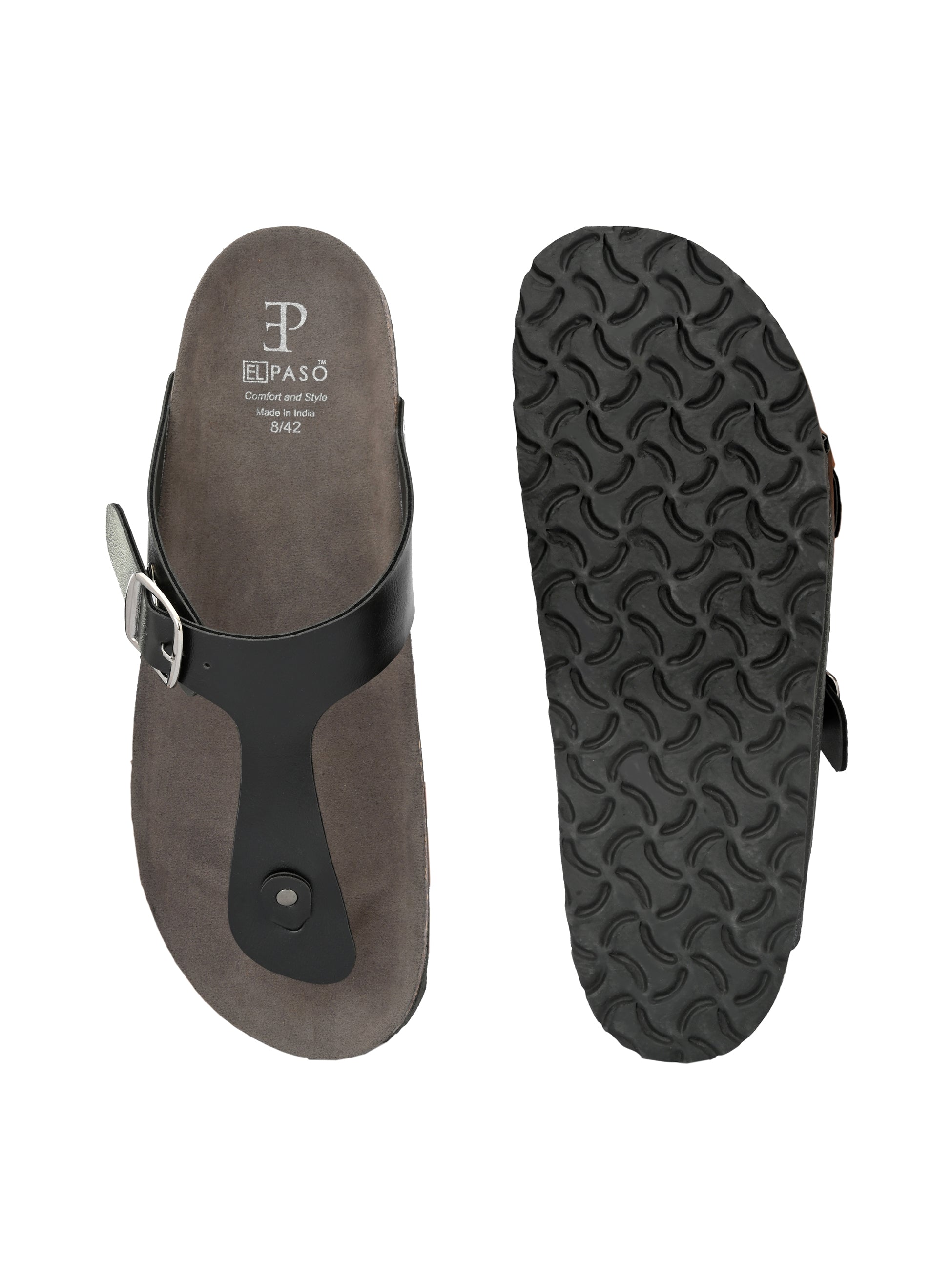 Black Men's casual slip-on footbed sandal