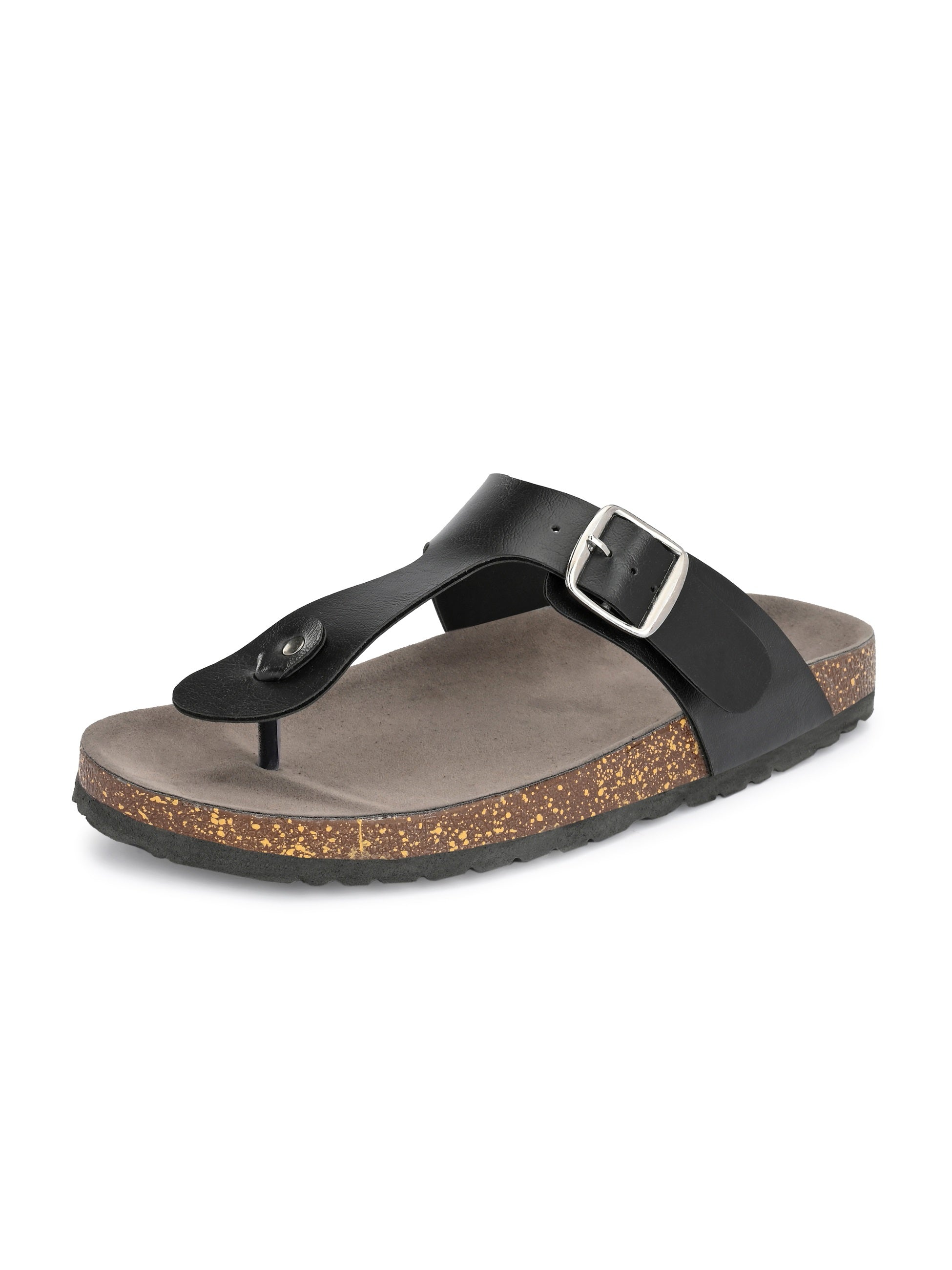 Black Men's casual slip-on footbed sandal