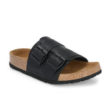 Black Women's casual flat heel buckle strap sandal