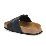 Black Women's casual flat heel buckle strap sandal