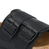 Black Women's casual flat heel buckle strap sandal