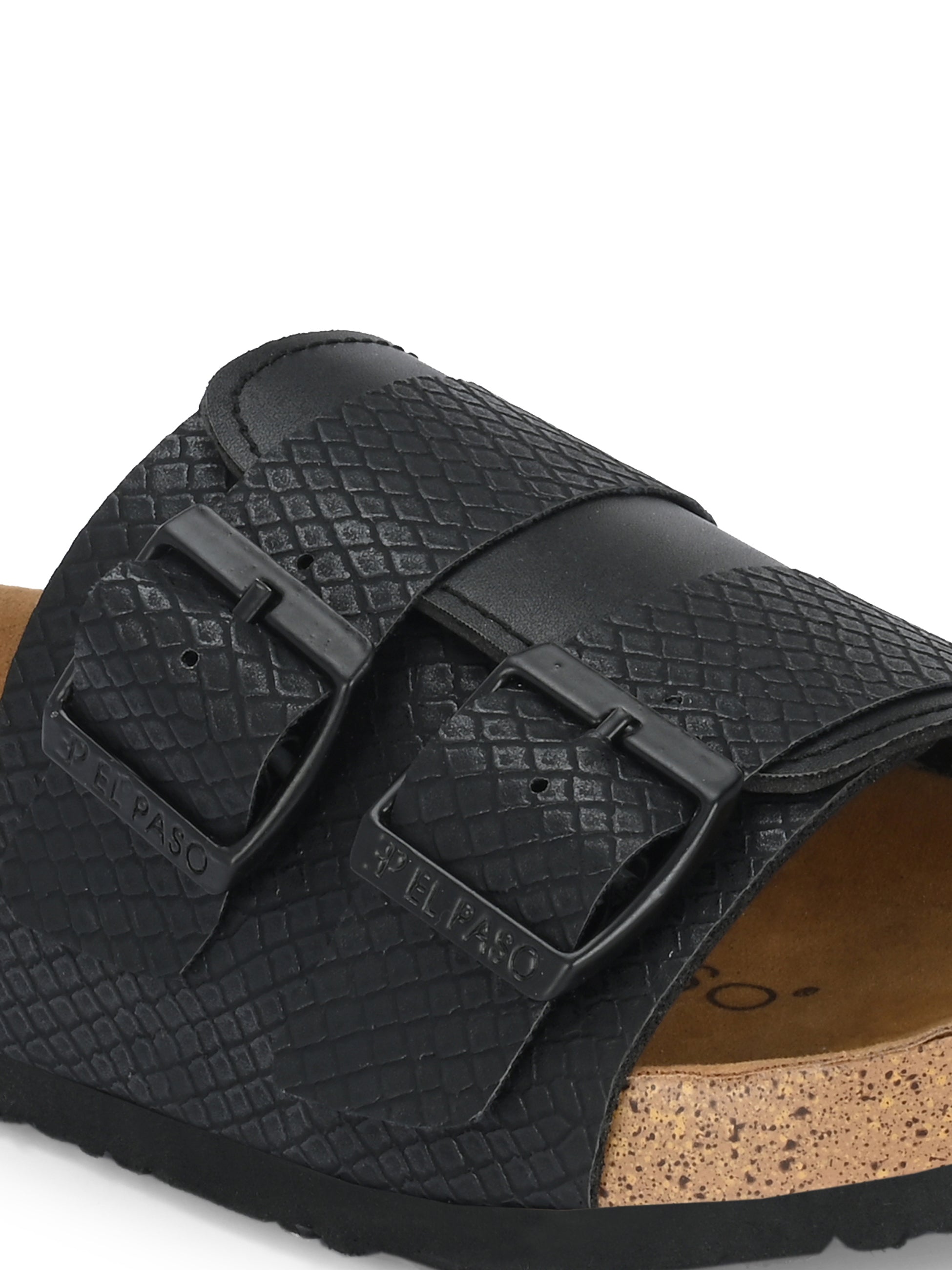 Black Women's casual flat heel buckle strap sandal