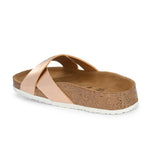 Women's casual flat heel metallic cris cross slip-on sandal