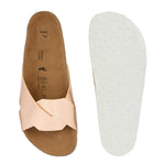 Women's casual flat heel metallic cris cross slip-on sandal