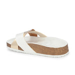 Women's casual flat heel metallic cris cross slip-on sandal