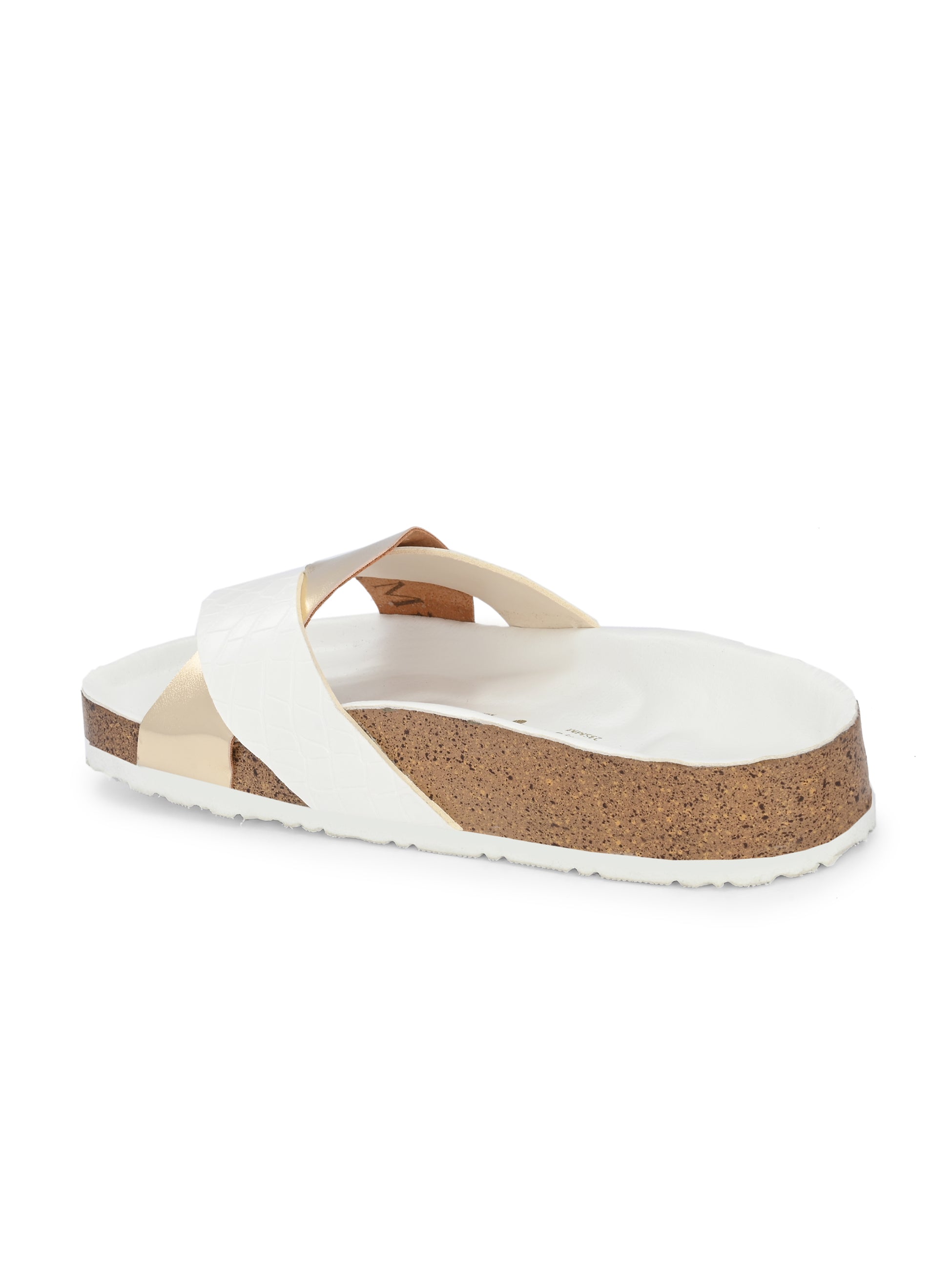 Women's casual flat heel metallic cris cross slip-on sandal