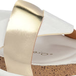 Women's casual flat heel metallic cris cross slip-on sandal