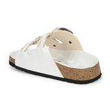 White Women's casual flat heel buckle strap slip-on sandal