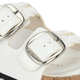 White Women's casual flat heel buckle strap slip-on sandal