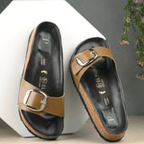 Women's casual flat heel metallic slip-on sandal