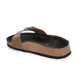 Women's casual flat heel metallic slip-on sandal