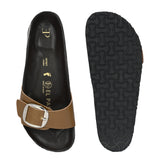 Women's casual flat heel metallic slip-on sandal