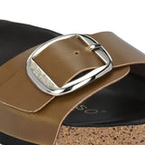 Women's casual flat heel metallic slip-on sandal
