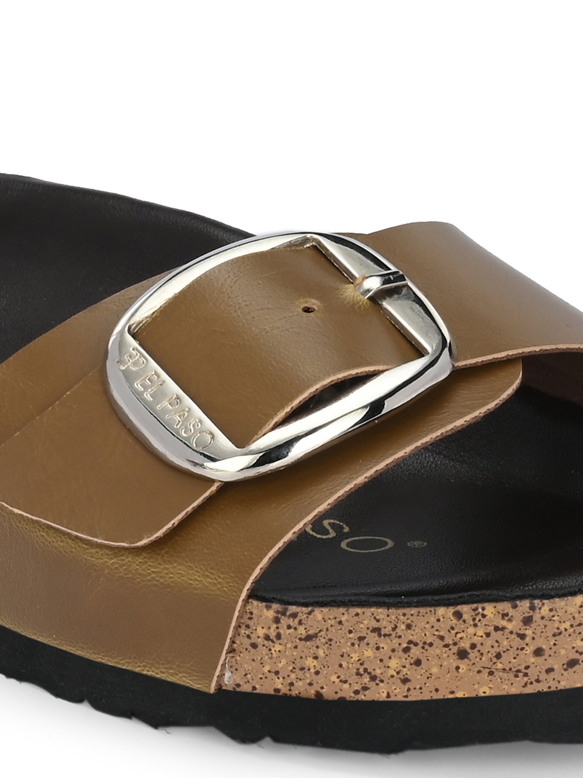 Women's casual flat heel metallic slip-on sandal