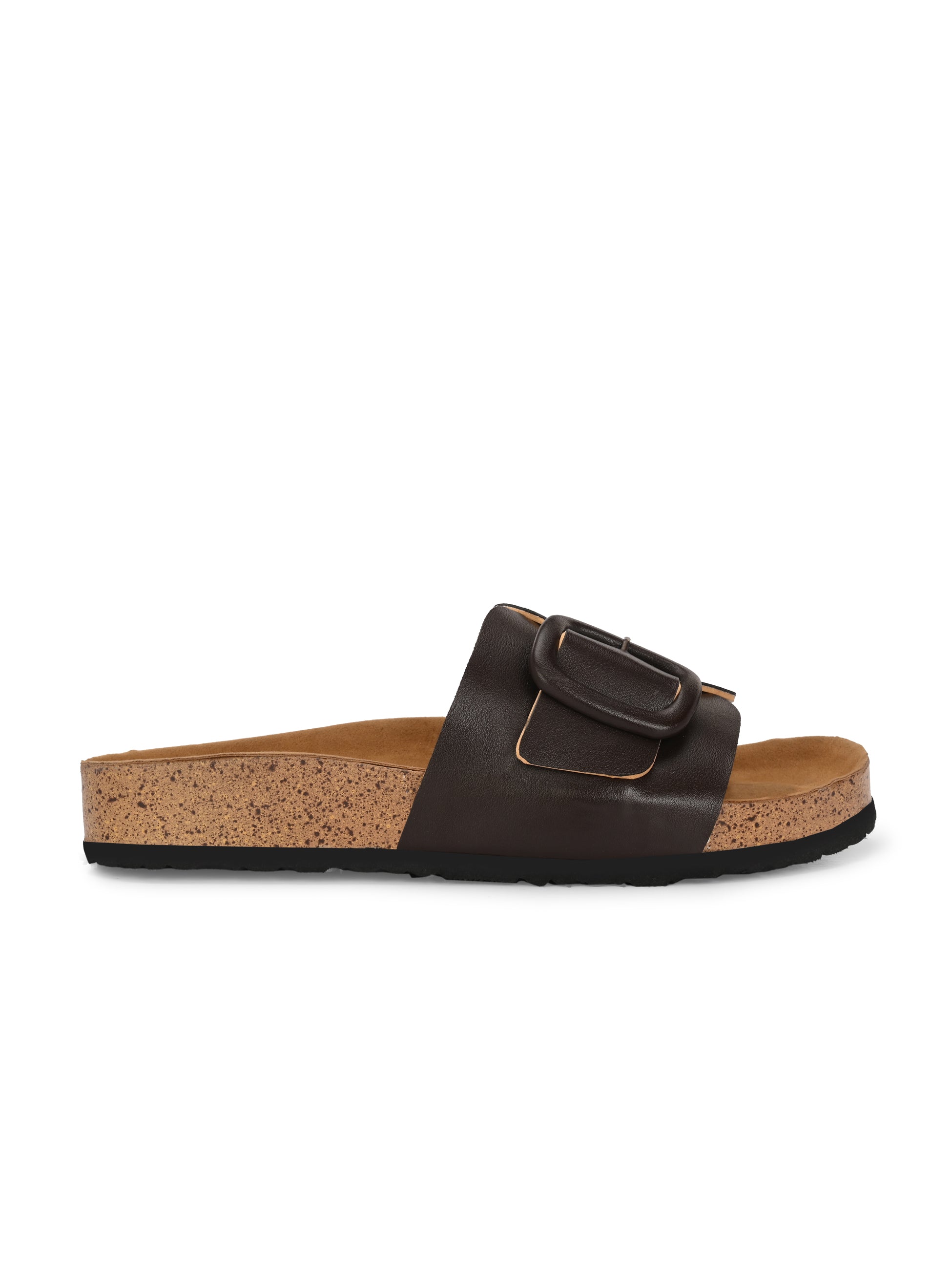 Brown Women's casual flat heel slip-on sandal