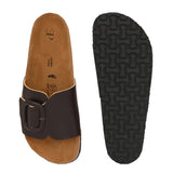 Brown Women's casual flat heel slip-on sandal