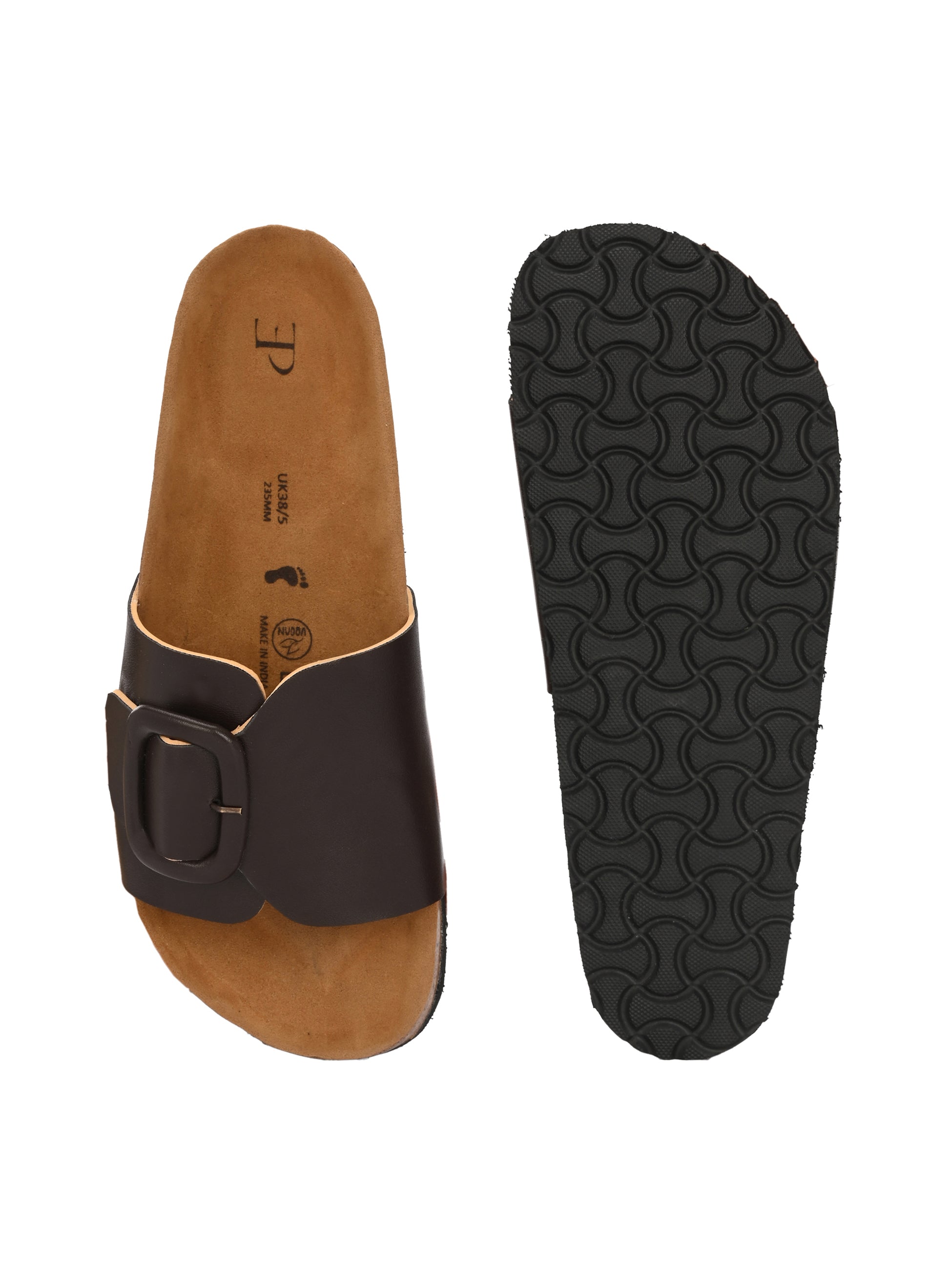 Brown Women's casual flat heel slip-on sandal