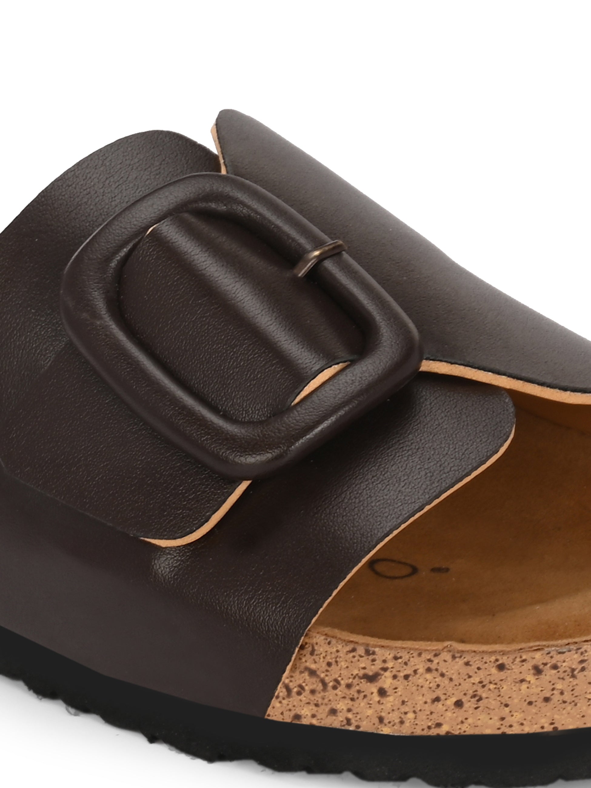 Brown Women's casual flat heel slip-on sandal