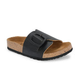 Black Women's casual flat heel slip-on sandal