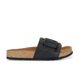 Black Women's casual flat heel slip-on sandal