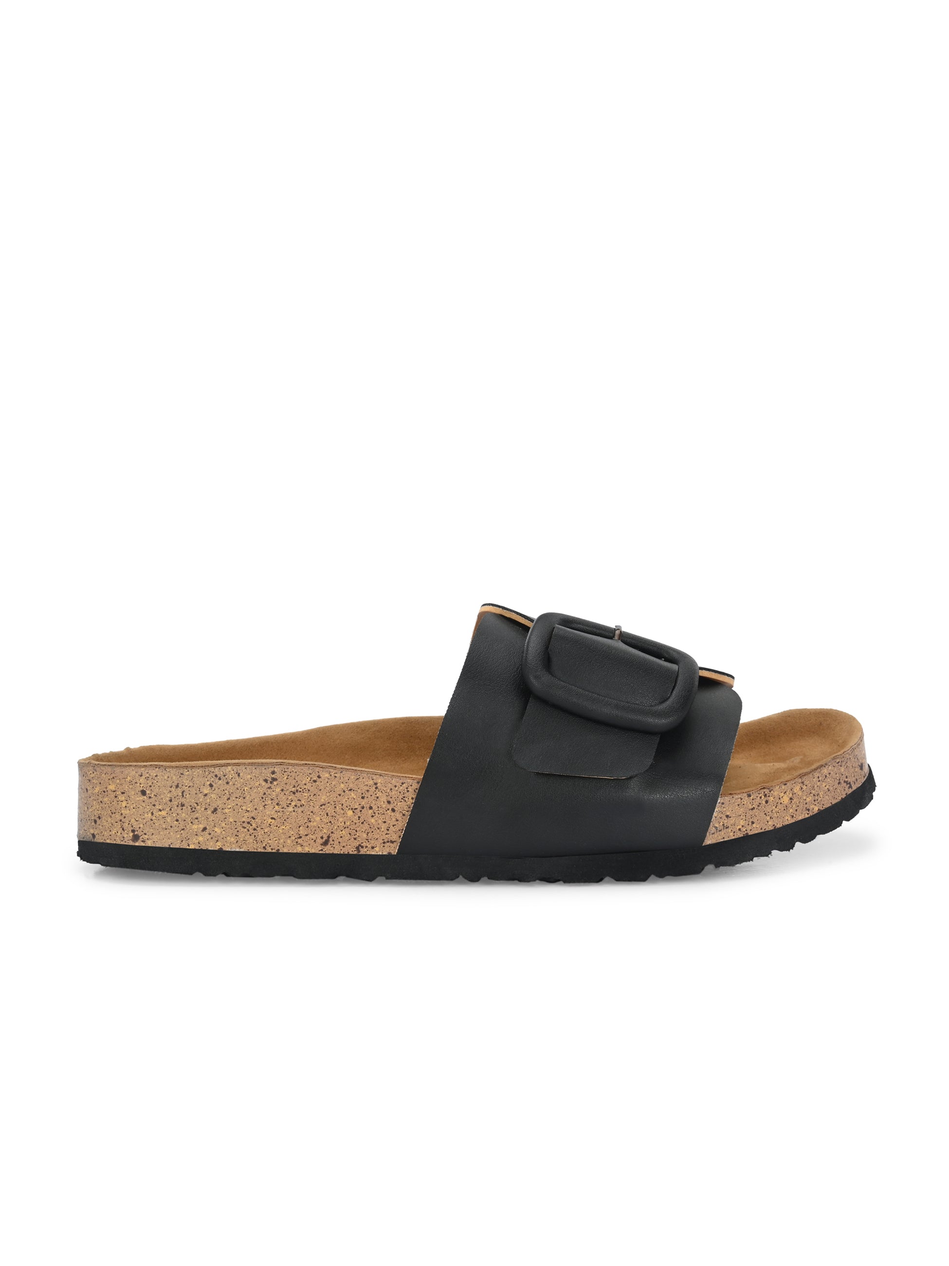 Black Women's casual flat heel slip-on sandal