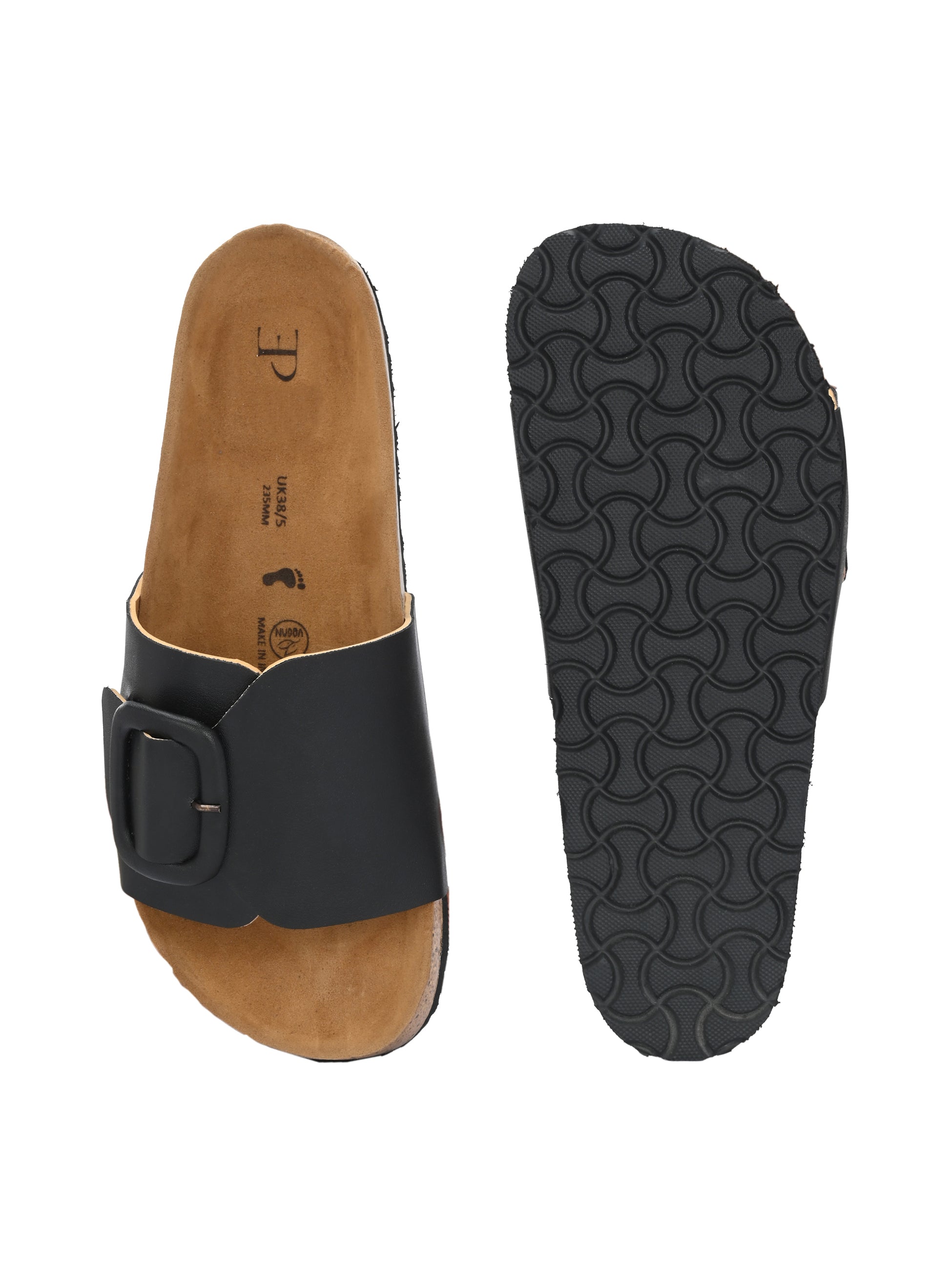 Black Women's casual flat heel slip-on sandal