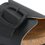 Black Women's casual flat heel slip-on sandal