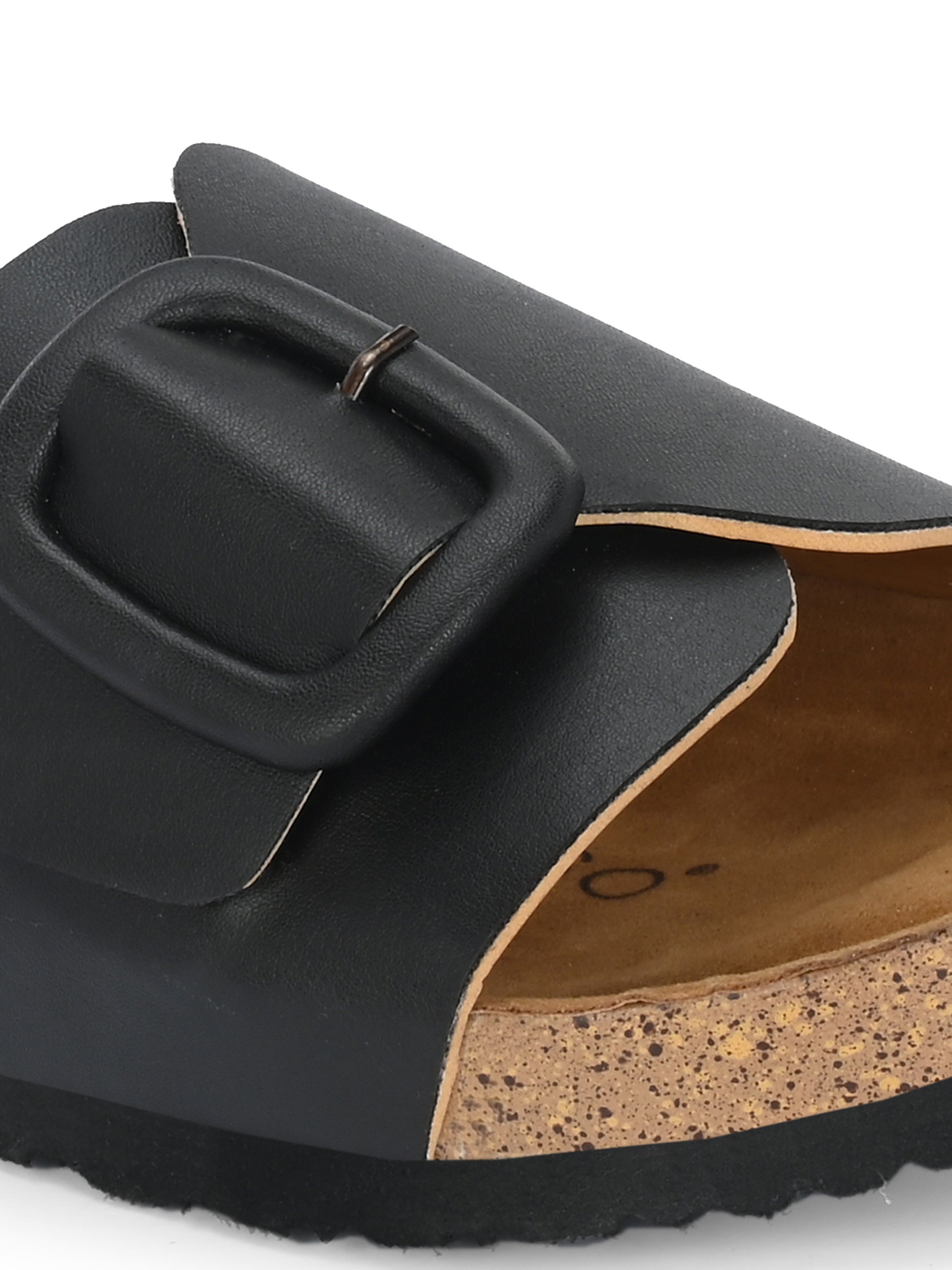 Black Women's casual flat heel slip-on sandal