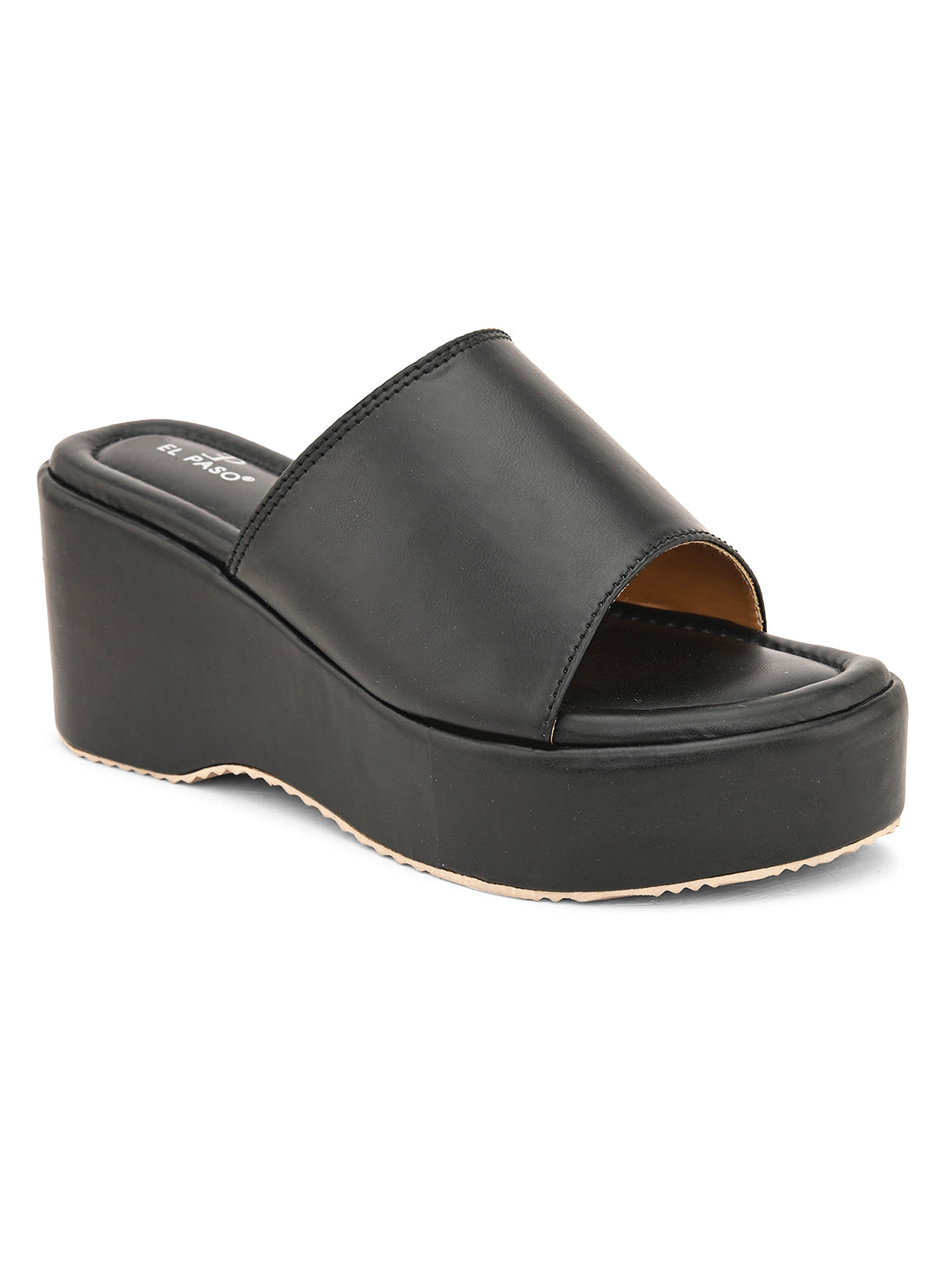 Black Slip-On Heels For Women