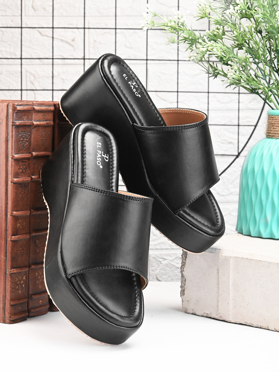 Black Slip-On Heels For Women