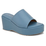 Blue Slip-On Heels For Women
