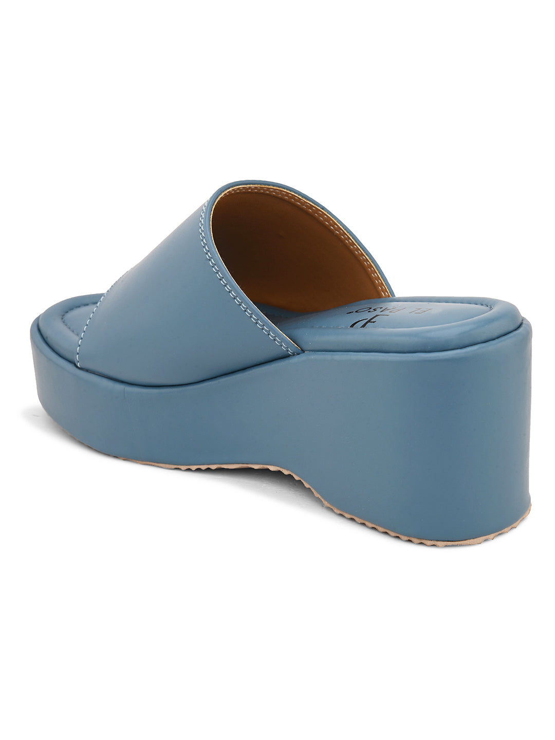 Blue Slip-On Heels For Women
