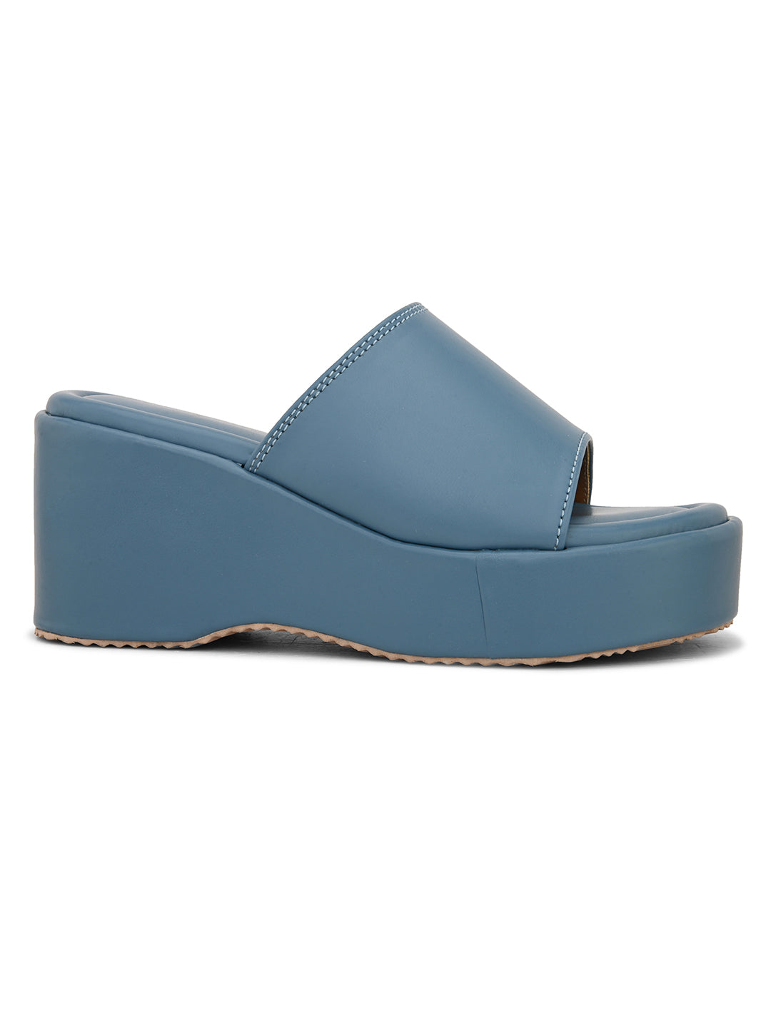 Blue Slip-On Heels For Women