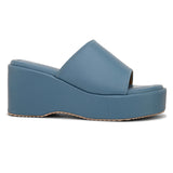 Blue Slip-On Heels For Women
