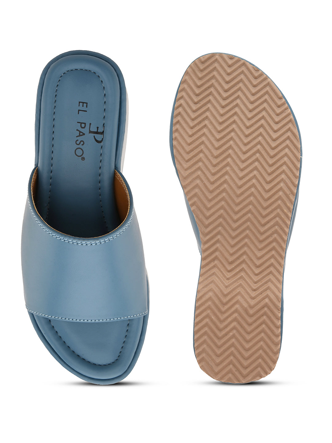 Blue Slip-On Heels For Women