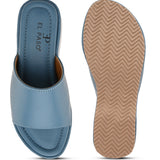 Blue Slip-On Heels For Women