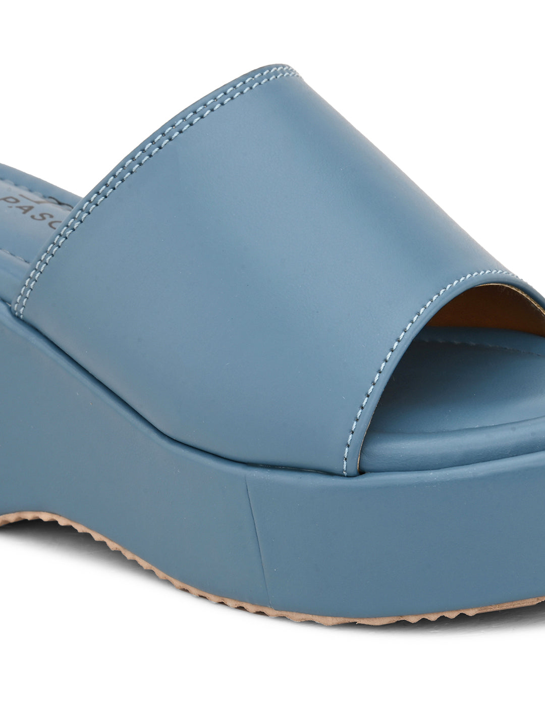 Blue Slip-On Heels For Women