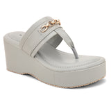 Grey Slip-On Platform Heels For Women
