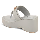 Grey Slip-On Platform Heels For Women