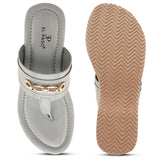 Grey Slip-On Platform Heels For Women