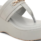 Grey Slip-On Platform Heels For Women