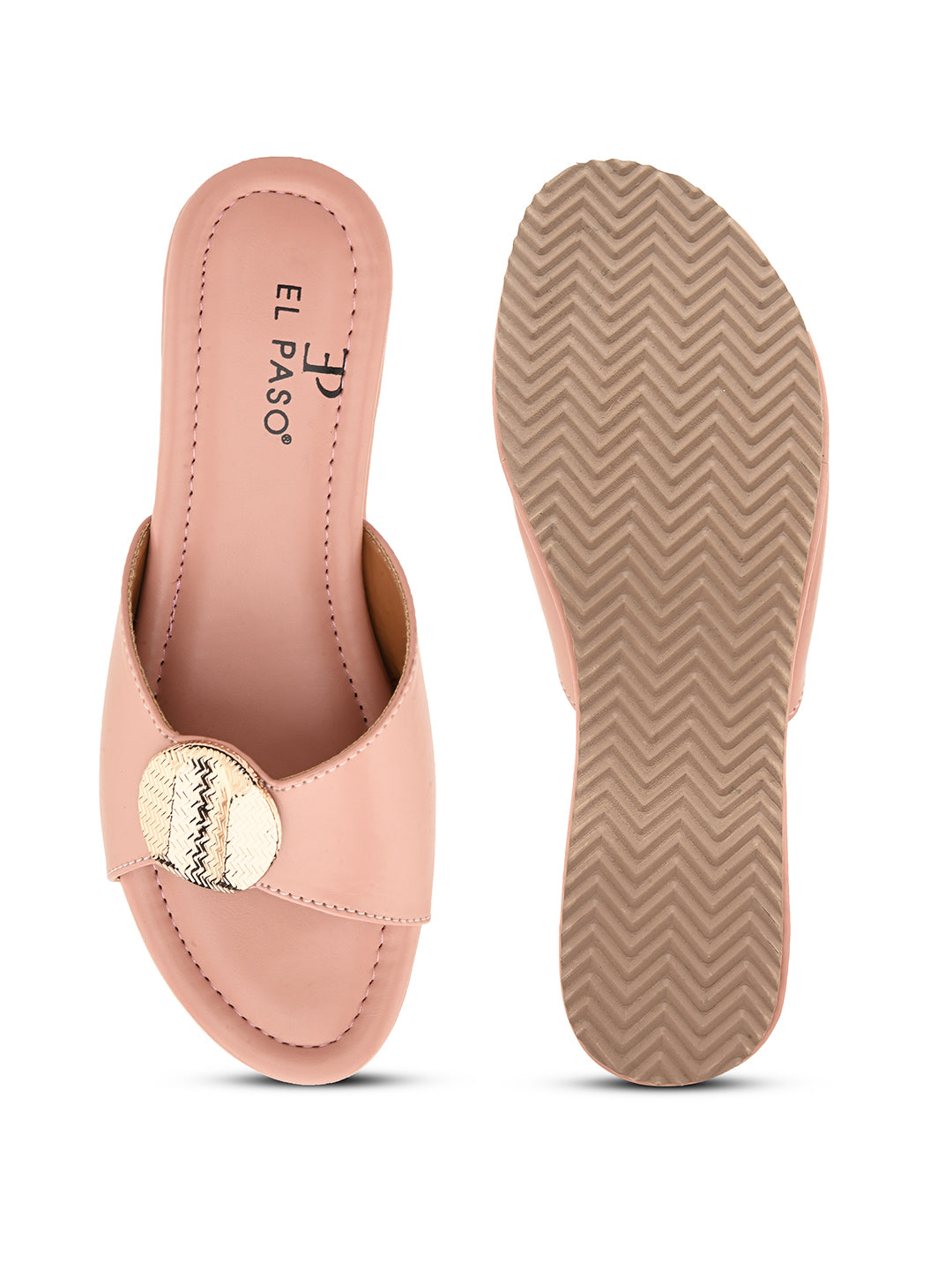 Baby Pink Slip-On Wedge Heels For Women