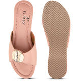 Baby Pink Slip-On Wedge Heels For Women